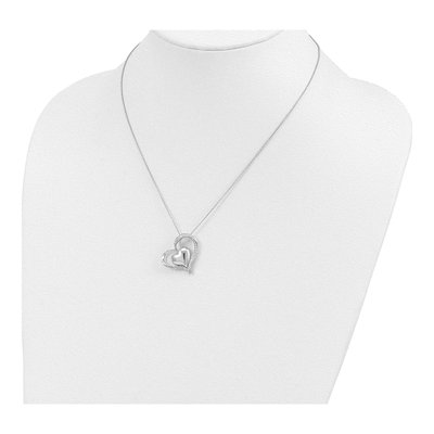 Sterling Silver CZ My Heart Double Hear Necklace – view 5