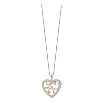 Sterling Silver CZ Heart Necklace – view 2