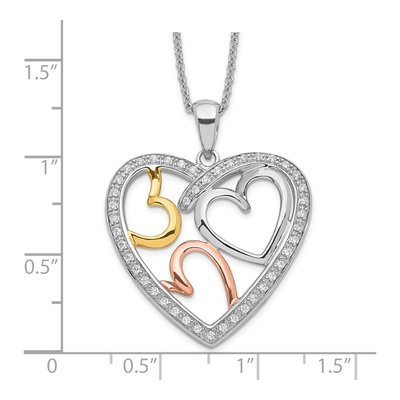 Sterling Silver CZ Heart Necklace – view 3