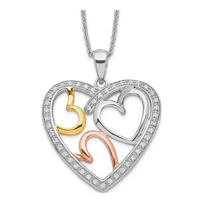 Sterling Silver CZ Heart Necklace