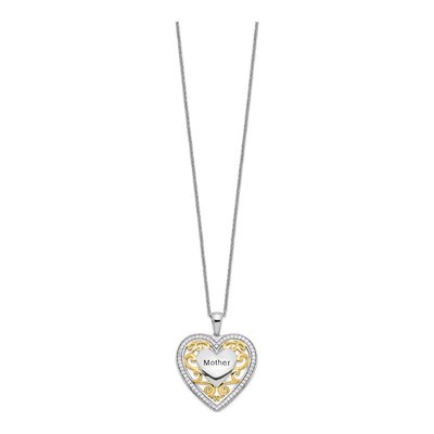 Gold-Plated Sterling Silver Mother Heart Pendant Necklace – view 2