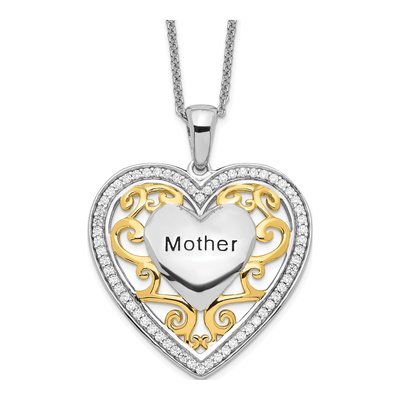Gold-Plated Sterling Silver Mother Heart Pendant Necklace