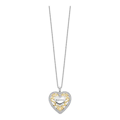 Gold-Plated Sterling Silver Grandma Heart Pendant Necklace – view 2