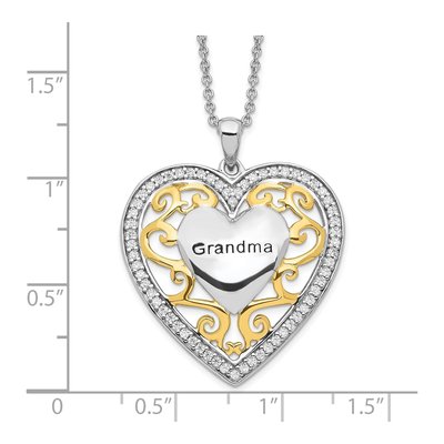 Gold-Plated Sterling Silver Grandma Heart Pendant Necklace – view 3