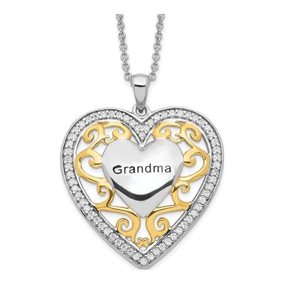 Gold-Plated Sterling Silver Grandma Heart Pendant Necklace