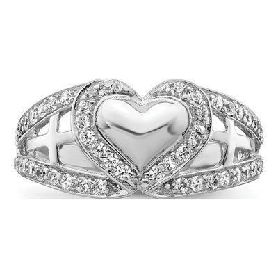 Sterling Silver CZ Heart Ring – view 4