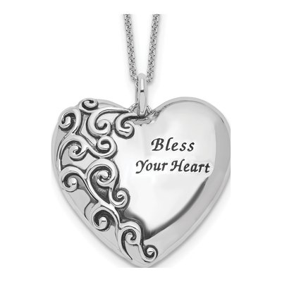 Sterling Silver 'bless Your Heart' Necklace