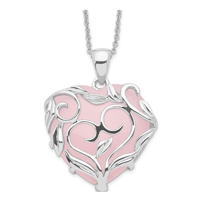 Sterling Silver Quartz Heart Pendant Necklace