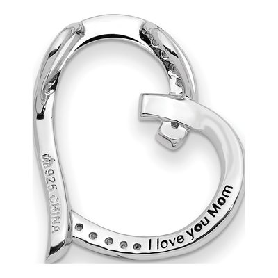Sterling Silver CZ 'love You Mom' Pendant Necklace – view 3