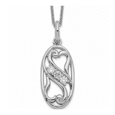 Sterling Silver CZ Best Friends Forever Pendant Necklace