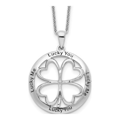 Sterling Silver Diamond Lucky Me You Pendant Necklace