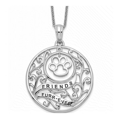Sterling Silver Antiqued Dog Pendant Necklace