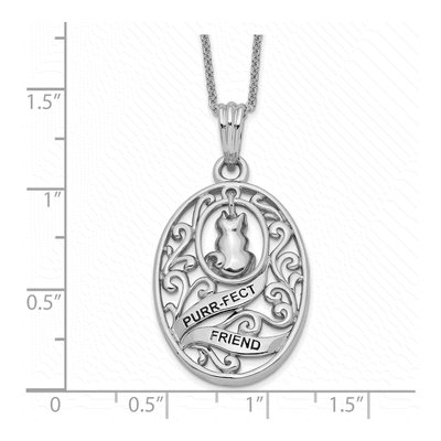 Sterling Silver Antiqued Cat Pendant Necklace – view 3