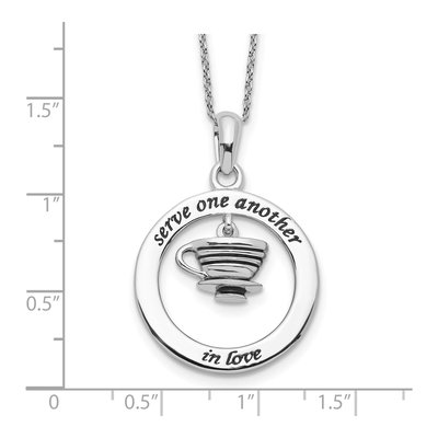 Sterling Silver 'serve One Another' Pendant Necklace – view 3