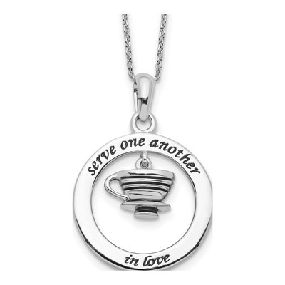 Sterling Silver 'serve One Another' Pendant Necklace
