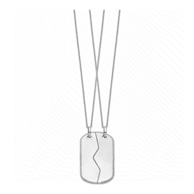 Sterling Silver Dog Tag Set for Two Pendant Necklace – view 2