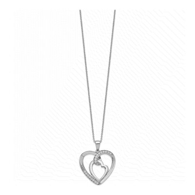 Sterling Silver CZ Heart Necklace – view 2