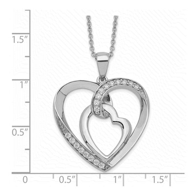 Sterling Silver CZ Heart Necklace – view 3