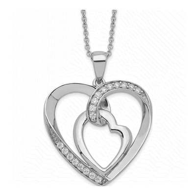 Sterling Silver CZ Heart Necklace