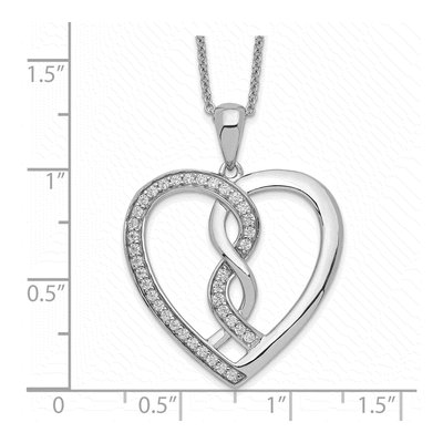 Sterling Silver CZ Joined Hearts Necklace – view 3