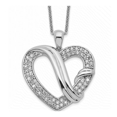 Sterling Silver CZ Forever Grateful Pendant Necklace
