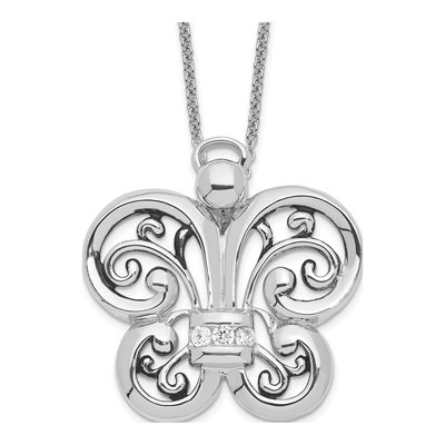 Sterling Silver CZ Angel of Courage Necklace