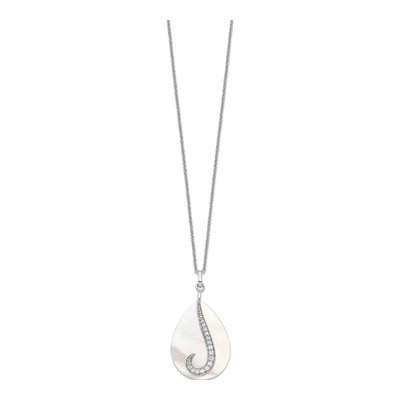 Sterling Silver Mother of Pearl & CZ Tear From Heaven Necklace – view 2