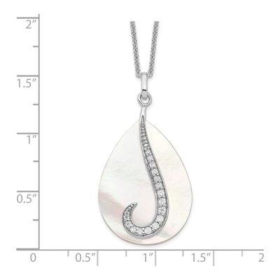 Sterling Silver Mother of Pearl & CZ Tear From Heaven Necklace – view 3