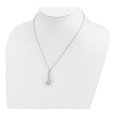 Sterling Silver Mother of Pearl & CZ Tear From Heaven Necklace – view 5