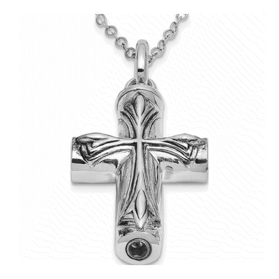 Sterling Silver Cross Ash Holder Pendant Necklace – view 8
