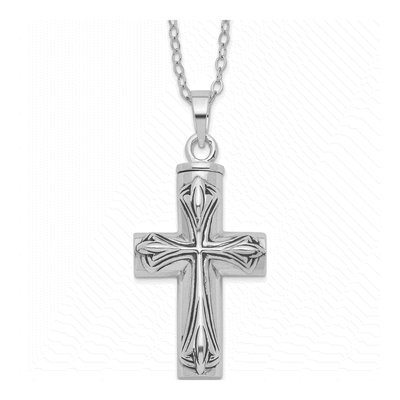 Sterling Silver Cross Ash Holder Pendant Necklace