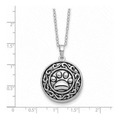 Sterling Silver Paw Print Ash Holder Pendant Necklace – view 5