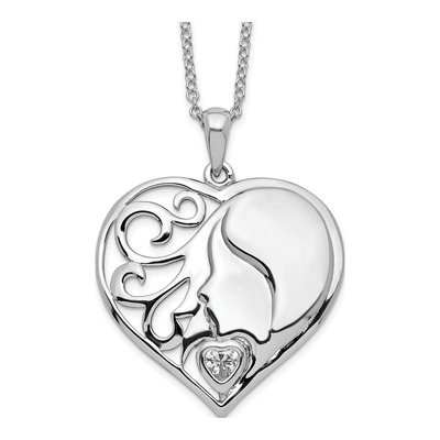 Sterling Silver CZ My Daughter Heart's Treasure Necklace