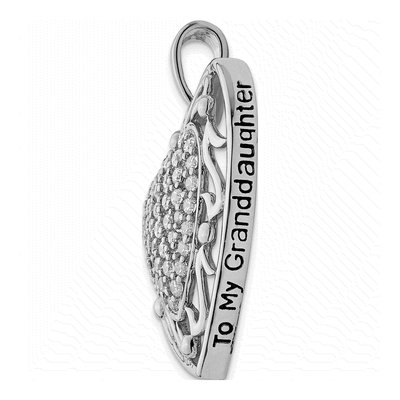 Sterling Silver CZ To My Granddaughter Heart Necklace – view 3