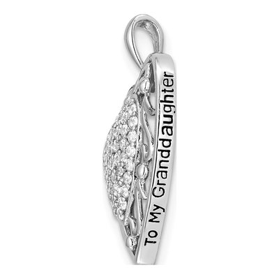 Sterling Silver CZ To My Granddaughter Heart Necklace – view 6