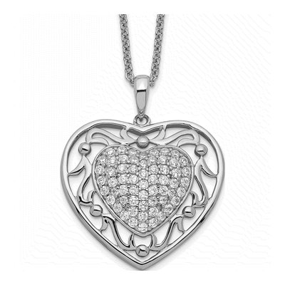 Sterling Silver CZ To My Granddaughter Heart Necklace