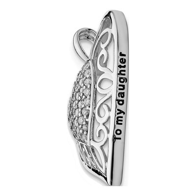 Sterling Silver CZ To My Daughter Heart Necklace – view 5