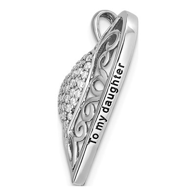 Sterling Silver CZ To My Daughter Heart Necklace – view 6