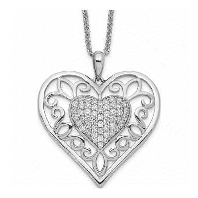 Sterling Silver CZ To My Daughter Heart Necklace
