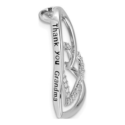 Sterling Silver CZ Antiqued Thank You Grandma Hearts Necklace – view 6