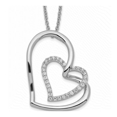 Sterling Silver CZ Antiqued Thank You Grandma Hearts Necklace