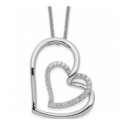 Sterling Silver CZ 'thank You Mother' Heart Necklace