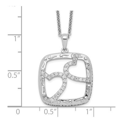 Sterling Silver CZ Sisters Heart Necklace – view 3