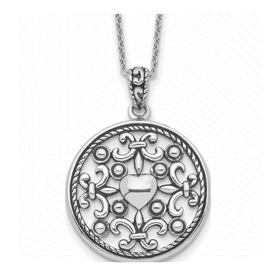 Sterling Silver Fleur de Lis Friend Pendant Necklace