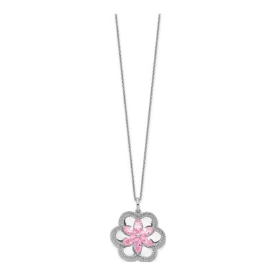Sterling Silver CZ Flower Necklace – view 2