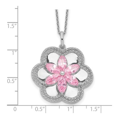 Sterling Silver CZ Flower Necklace – view 3