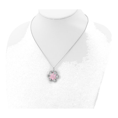 Sterling Silver CZ Flower Necklace – view 5