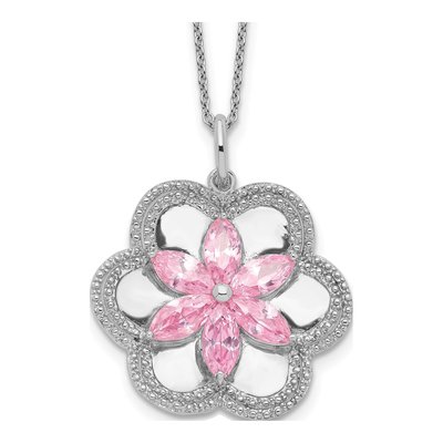 Sterling Silver CZ Flower Necklace