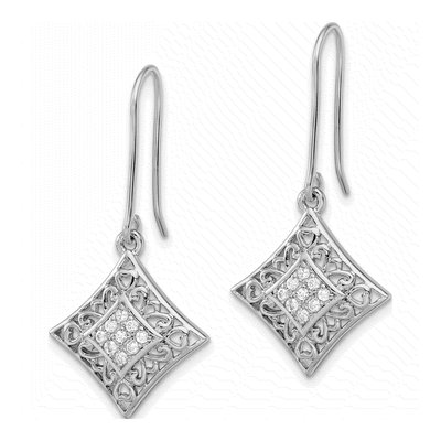 Sterling Silver CZ Dangle Earrings – view 3