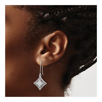 Sterling Silver CZ Dangle Earrings – view 4